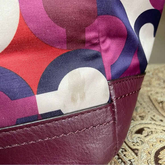 Coach F26843 Multicolor OP Art Sateen Signature Scarf Print Park Carrie Handbag - Picture 11 of 14